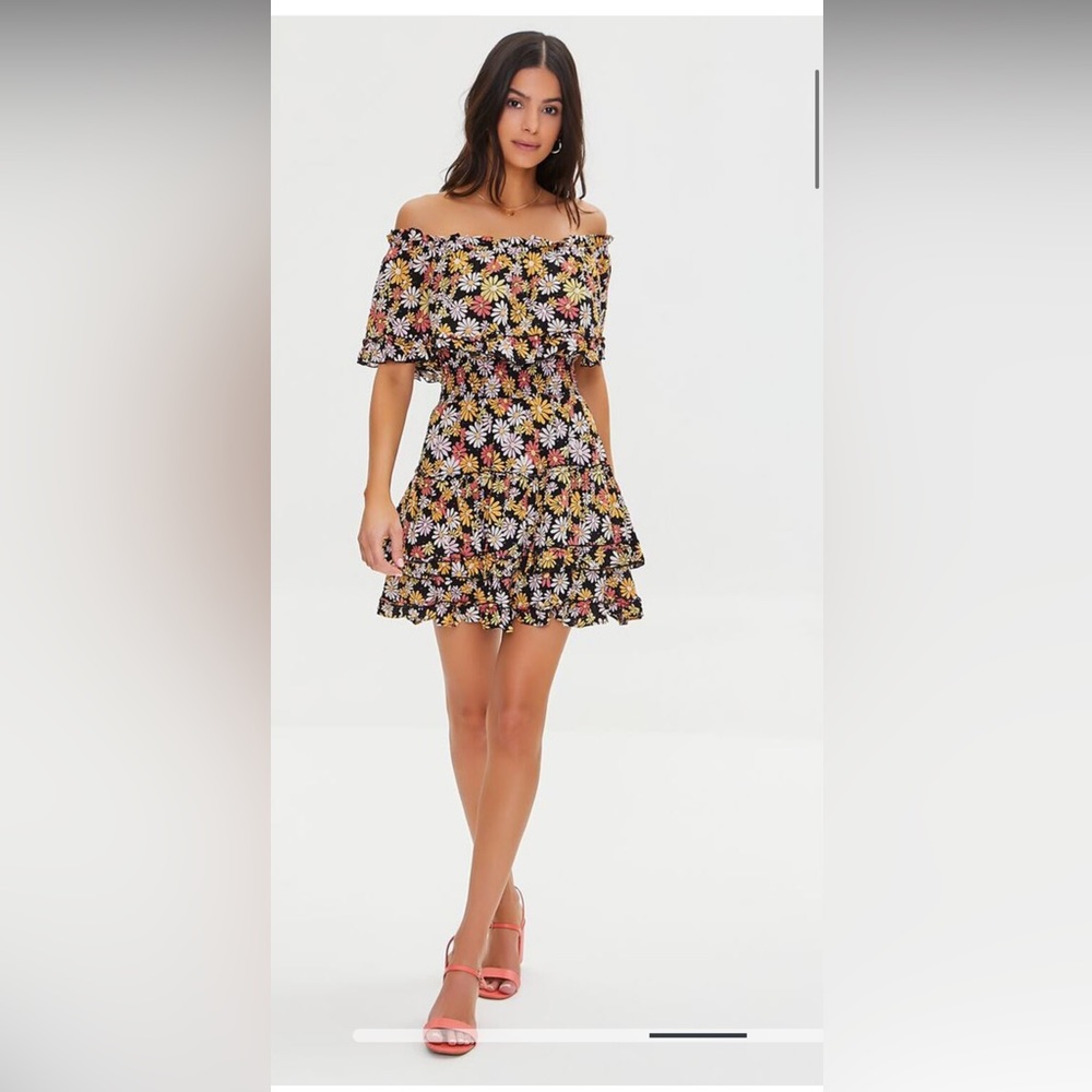 Floral Print Off-the-Shoulder Dress